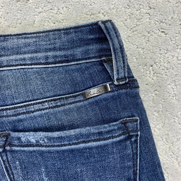 Kancan Jeans Womens High Rise Flare Jeans Blue Denim Frayed Hem Size 27 - Picture 8 of 14